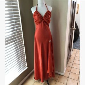 Burnt orange halter Prom or formal dress